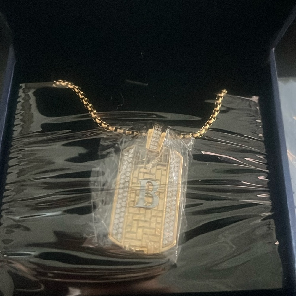 ETEVON Initial Necklace for Men Capital Letter Pendant Gold Plated Golden Chain